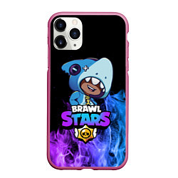 Чехол iPhone 11 Pro матовый Brawl Stars LEON SHARK, цвет: 3D-малиновый