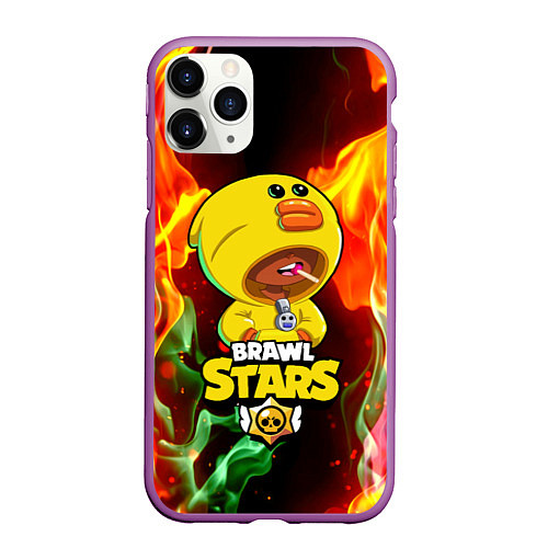 Чехол iPhone 11 Pro матовый Brawl Stars SALLY LEON / 3D-Фиолетовый – фото 1