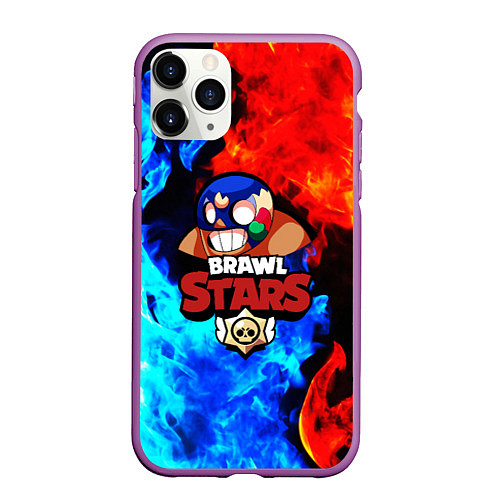 Чехол iPhone 11 Pro матовый Brawl Stars El Primo / 3D-Фиолетовый – фото 1