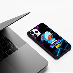 Чехол iPhone 11 Pro матовый BRAWL STARS LEON SHARK, цвет: 3D-черный — фото 2