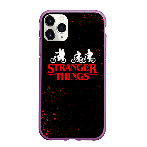 Чехол iPhone 11 Pro матовый STRANGER THINGS / 3D-Фиолетовый – фото 1