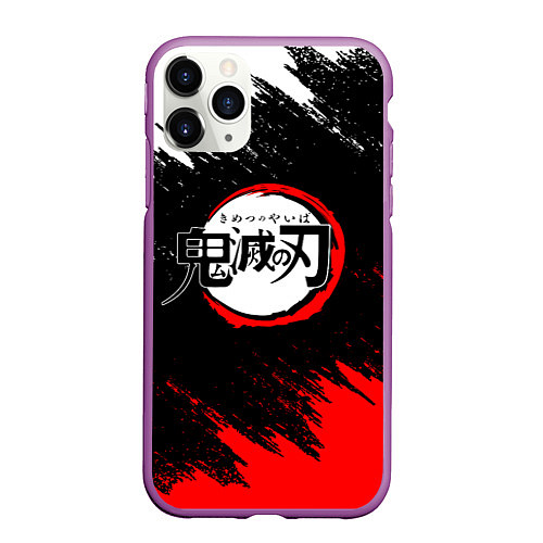 Чехол iPhone 11 Pro матовый KIMETSU NO YAIBA / 3D-Фиолетовый – фото 1