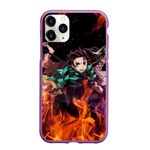 Чехол iPhone 11 Pro матовый KIMETSU NO YAIBA / 3D-Фиолетовый – фото 1