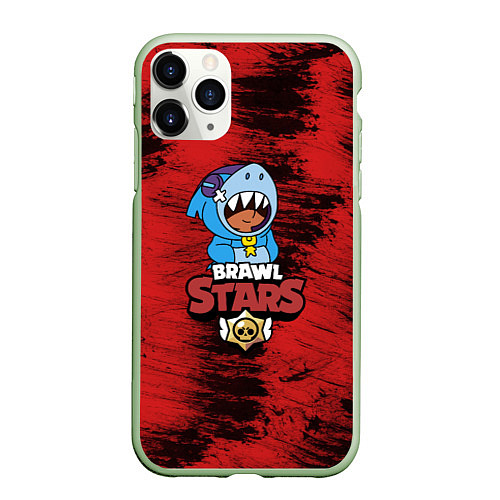 Чехол iPhone 11 Pro матовый Brawl Stars LEON SHARK / 3D-Салатовый – фото 1