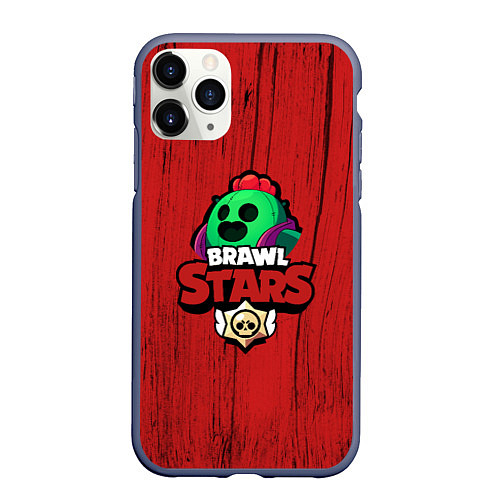 Чехол iPhone 11 Pro матовый Brawl Stars SPIKE / 3D-Серый – фото 1