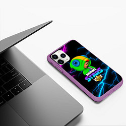 Чехол iPhone 11 Pro матовый BRAWL STARS LEON, цвет: 3D-фиолетовый — фото 2