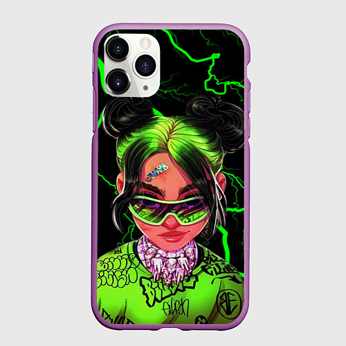 Чехол iPhone 11 Pro матовый BILLIE EILISH / 3D-Фиолетовый – фото 1