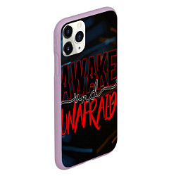 Чехол iPhone 11 Pro матовый Awake unafraid, цвет: 3D-сиреневый — фото 2