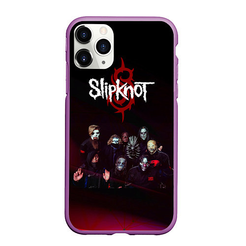 Чехол iPhone 11 Pro матовый Slipknot / 3D-Фиолетовый – фото 1