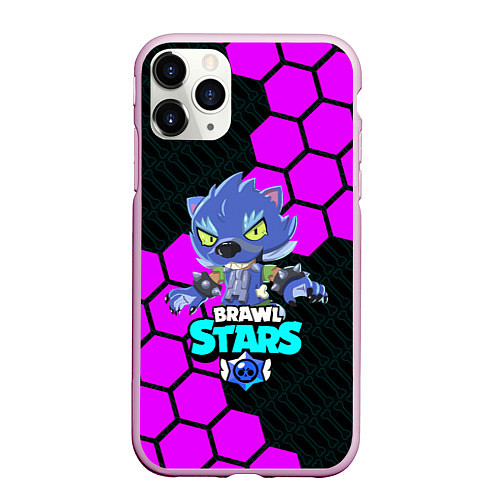 Чехол iPhone 11 Pro матовый BRAWL STARS ОБОРОТЕНЬ LEON / 3D-Розовый – фото 1