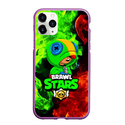 Чехол iPhone 11 Pro матовый BRAWL STARS LEON, цвет: 3D-фиолетовый