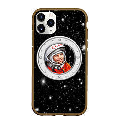 Чехол iPhone 11 Pro матовый Юрий Гагарин звездное небо, цвет: 3D-коричневый