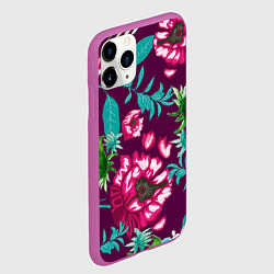 Чехол iPhone 11 Pro матовый Цветы, цвет: 3D-фиолетовый — фото 2