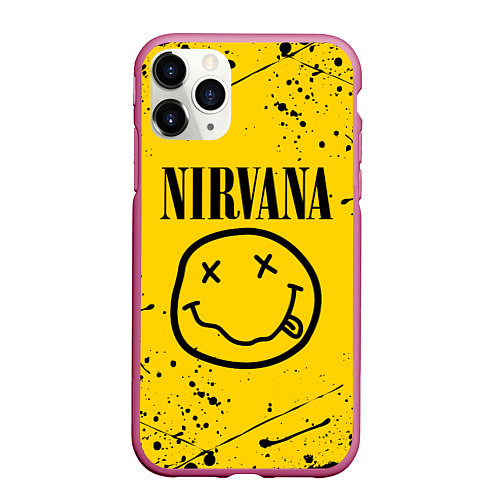 Чехол iPhone 11 Pro матовый NIRVANA / 3D-Малиновый – фото 1