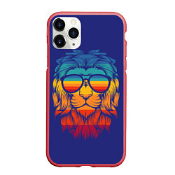 Чехол iPhone 11 Pro матовый LION1, цвет: 3D-красный