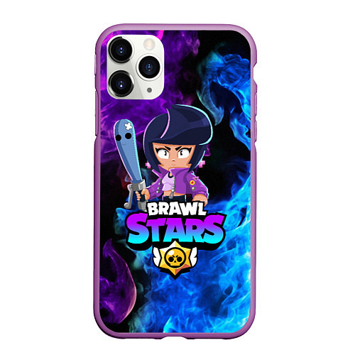 Чехол iPhone 11 Pro матовый BRAWL STARS BIBI / 3D-Фиолетовый – фото 1