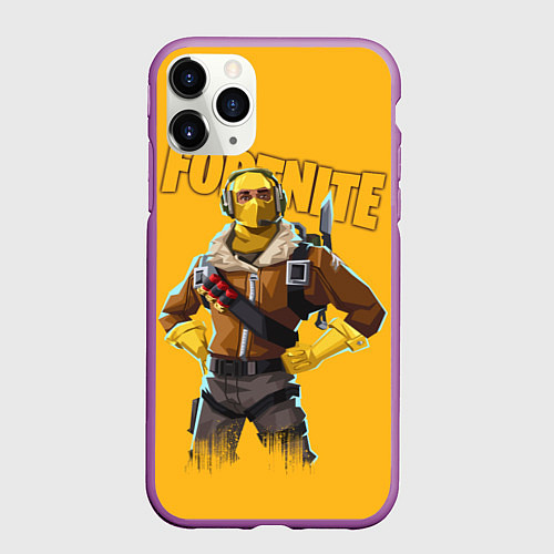 Чехол iPhone 11 Pro матовый Fortnite / 3D-Фиолетовый – фото 1