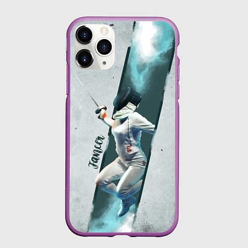 Чехол iPhone 11 Pro матовый Фехтовальщик / 3D-Фиолетовый – фото 1