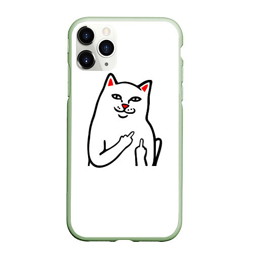 Чехол iPhone 11 Pro матовый Meme Cat / 3D-Салатовый – фото 1