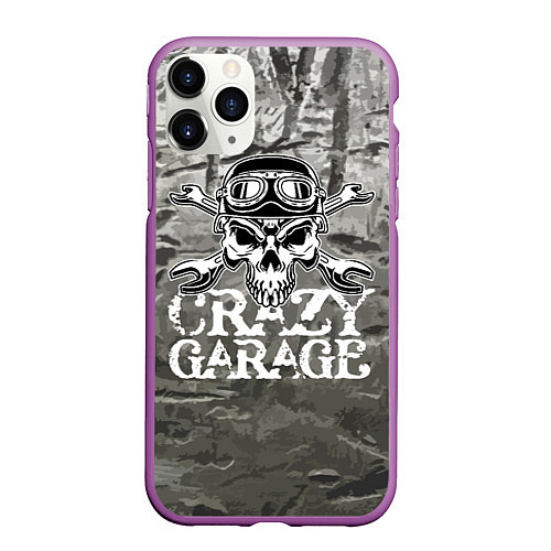 Чехол iPhone 11 Pro матовый Crazy garage / 3D-Фиолетовый – фото 1