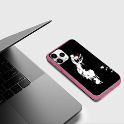 Чехол iPhone 11 Pro матовый Monokuma paint, цвет: 3D-малиновый — фото 2