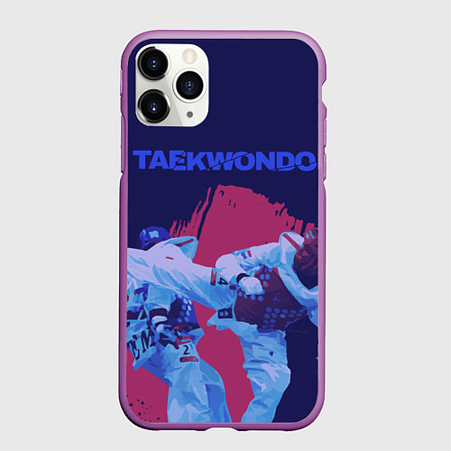 Чехол iPhone 11 Pro матовый Taekwondo / 3D-Фиолетовый – фото 1