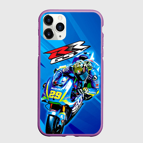 Чехол iPhone 11 Pro матовый Suzuki MotoGP / 3D-Фиолетовый – фото 1