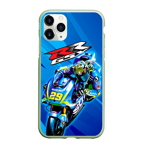 Чехол iPhone 11 Pro матовый Suzuki MotoGP / 3D-Салатовый – фото 1