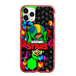 Чехол iPhone 11 Pro матовый BRAWL STARS LEON, цвет: 3D-красный