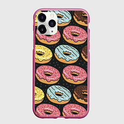 Чехол iPhone 11 Pro матовый Сладкоежка, цвет: 3D-малиновый