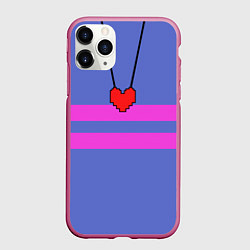 Чехол iPhone 11 Pro матовый UNDERTALE FRISK ФРИСК, цвет: 3D-малиновый