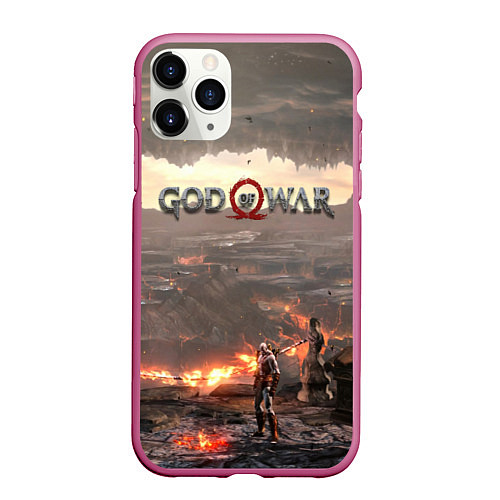 Чехол iPhone 11 Pro матовый GOD OF WAR / 3D-Малиновый – фото 1