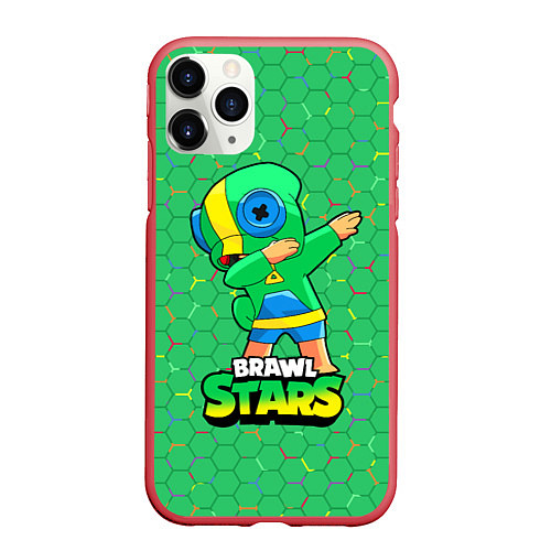 Чехол iPhone 11 Pro матовый Brawl Stars Leon, Dab / 3D-Красный – фото 1