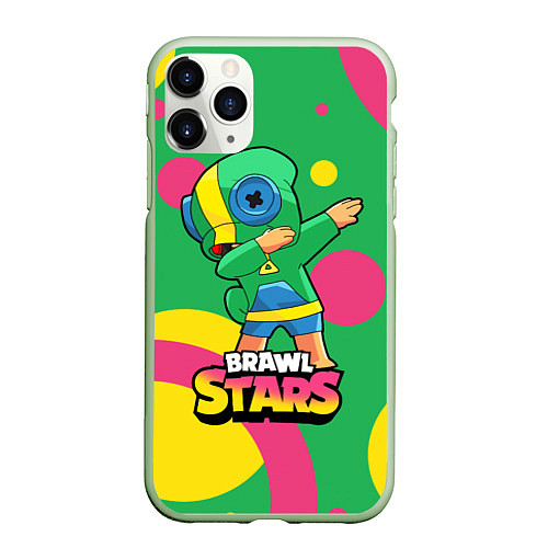 Чехол iPhone 11 Pro матовый Brawl Stars Leon, Dab / 3D-Салатовый – фото 1