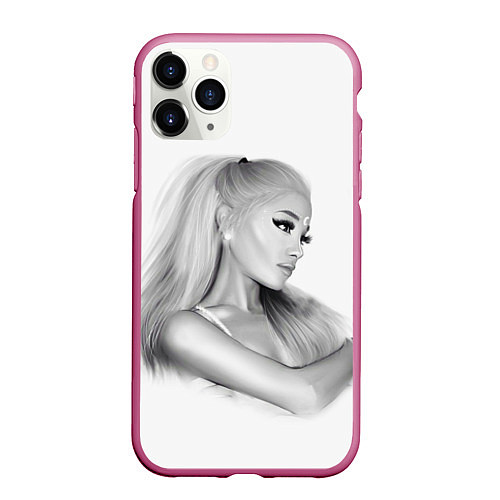 Чехол iPhone 11 Pro матовый Ariana Grande Ариана Гранде / 3D-Малиновый – фото 1