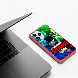 Чехол iPhone 11 Pro матовый Brawl Stars - Crow, цвет: 3D-красный — фото 2