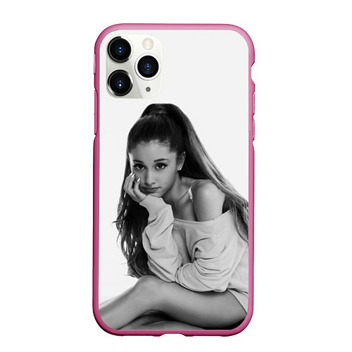 Чехол iPhone 11 Pro матовый Ariana Grande Ариана Гранде / 3D-Малиновый – фото 1