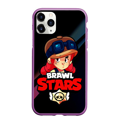 Чехол iPhone 11 Pro матовый Brawl Stars - Jessie / 3D-Фиолетовый – фото 1