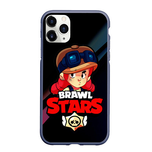 Чехол iPhone 11 Pro матовый Brawl Stars - Jessie / 3D-Серый – фото 1