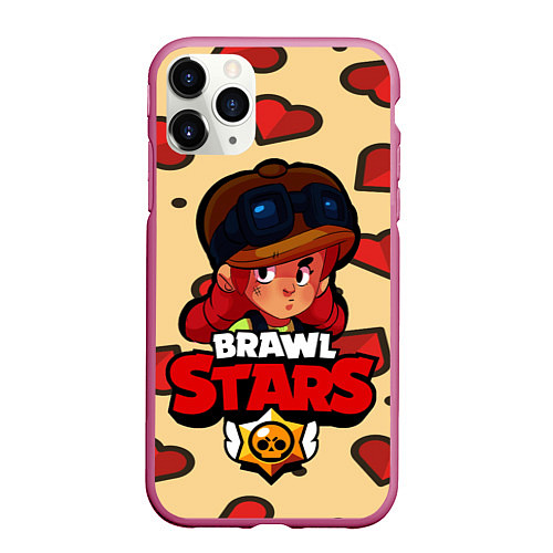 Чехол iPhone 11 Pro матовый Brawl Stars - Jessie / 3D-Малиновый – фото 1