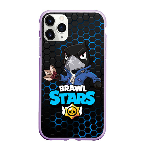 Чехол iPhone 11 Pro матовый BRAWL STARS CROW / 3D-Сиреневый – фото 1