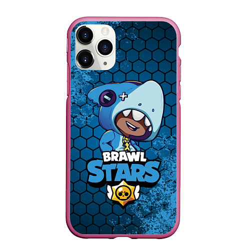 Чехол iPhone 11 Pro матовый Brawl Stars LEON SHARK / 3D-Малиновый – фото 1