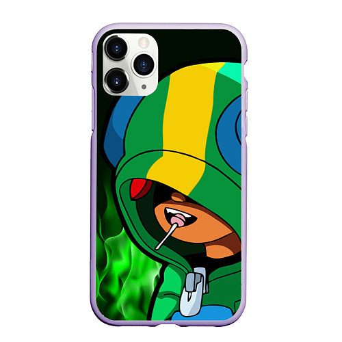 Чехол iPhone 11 Pro матовый Brawl Stars LEON / 3D-Светло-сиреневый – фото 1