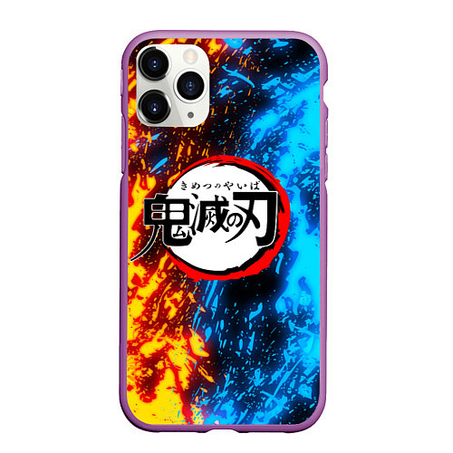 Чехол iPhone 11 Pro матовый KIMETSU NO YAIBA / 3D-Фиолетовый – фото 1