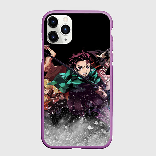 Чехол iPhone 11 Pro матовый KIMETSU NO YAIBA / 3D-Фиолетовый – фото 1