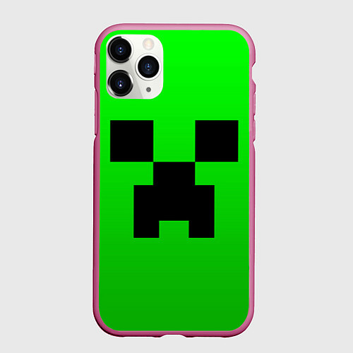 Чехол iPhone 11 Pro матовый MINECRAFT / 3D-Малиновый – фото 1