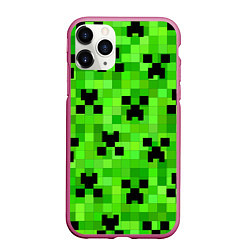 Чехол iPhone 11 Pro матовый MINECRAFT, цвет: 3D-малиновый