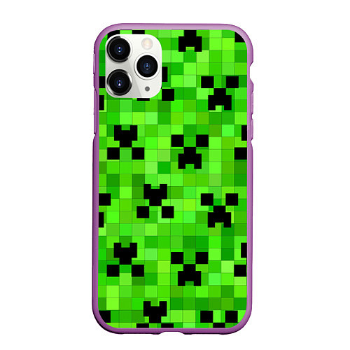 Чехол iPhone 11 Pro матовый MINECRAFT / 3D-Фиолетовый – фото 1