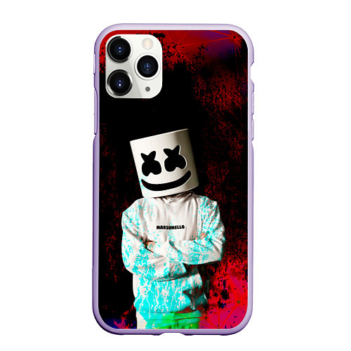 Чехол iPhone 11 Pro матовый Marshmello / 3D-Светло-сиреневый – фото 1