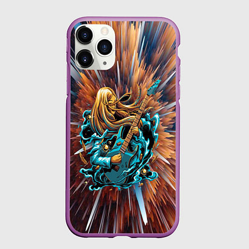 Чехол iPhone 11 Pro матовый ROCK GIRL / 3D-Фиолетовый – фото 1